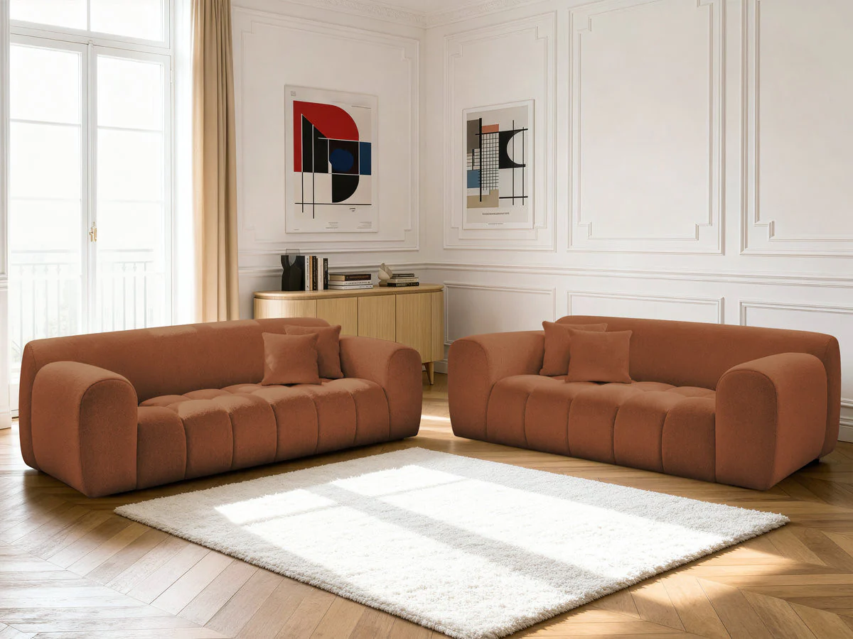 Ensemble canapé droit fixe 3 + 2 places MELISSE tissu chiné - Image 15