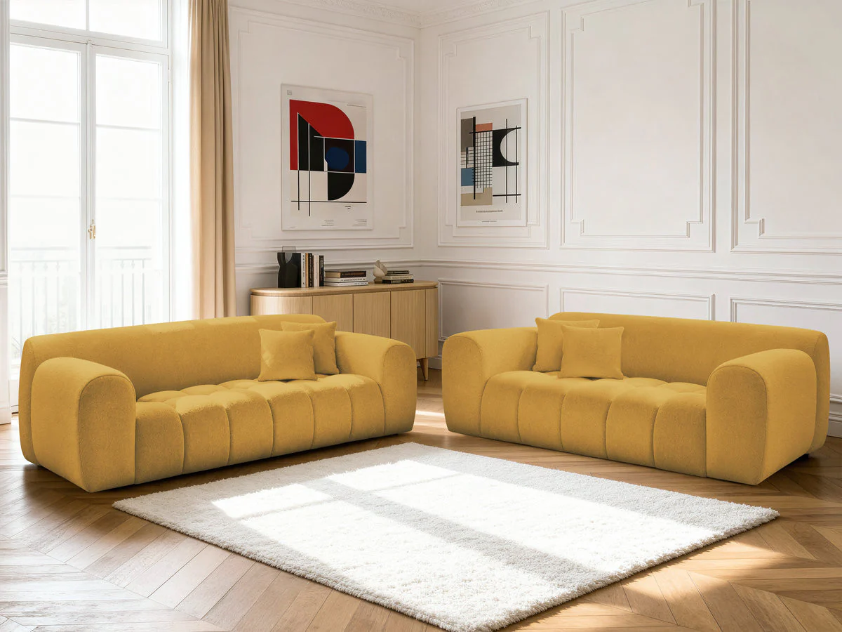 Ensemble canapé droit fixe 3 + 2 places MELISSE tissu chiné - Image 16