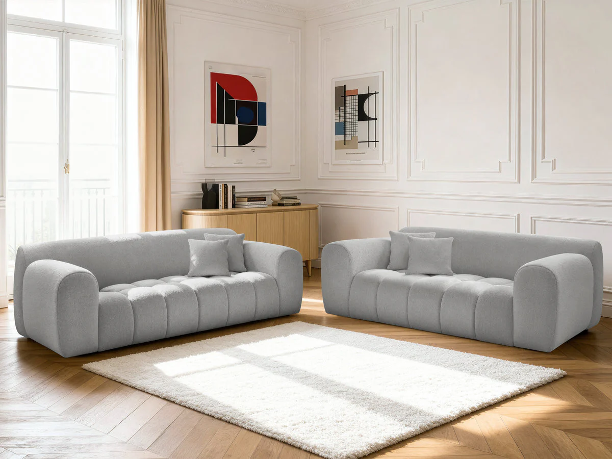 Ensemble canapé droit fixe 3 + 2 places MELISSE tissu chiné - Image 4