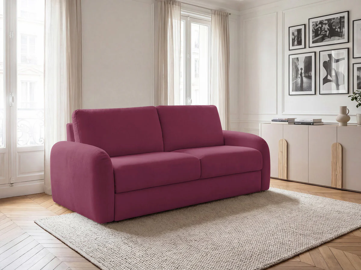 Canapé droit convertible KENAN ouverture express tissu lisse - Image 12