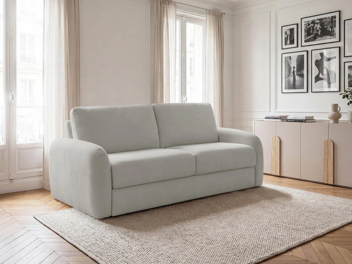 Canapé droit convertible KENAN ouverture express tissu lisse - Image 17