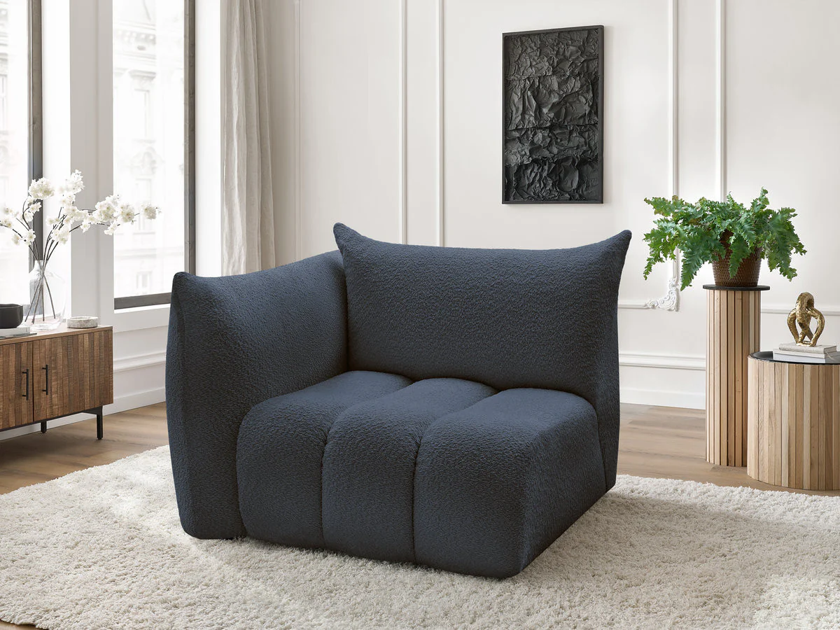 Chauffeuse 1 place avec accoudoir pour canapé modulable AZRA tissu bouclette - Image 32