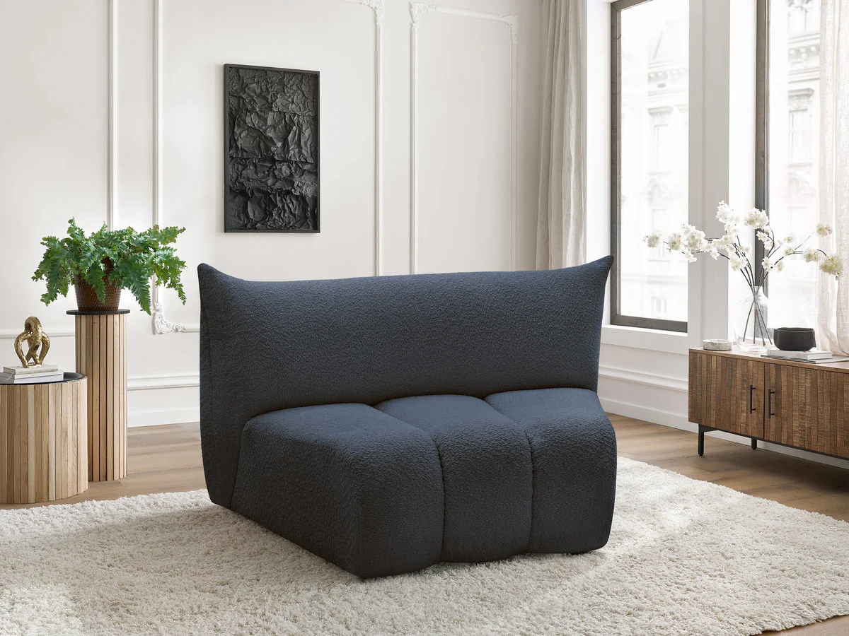 Chauffeuse 1 place incurvée pour canapé modulable AZRA tissu bouclette - Image 16