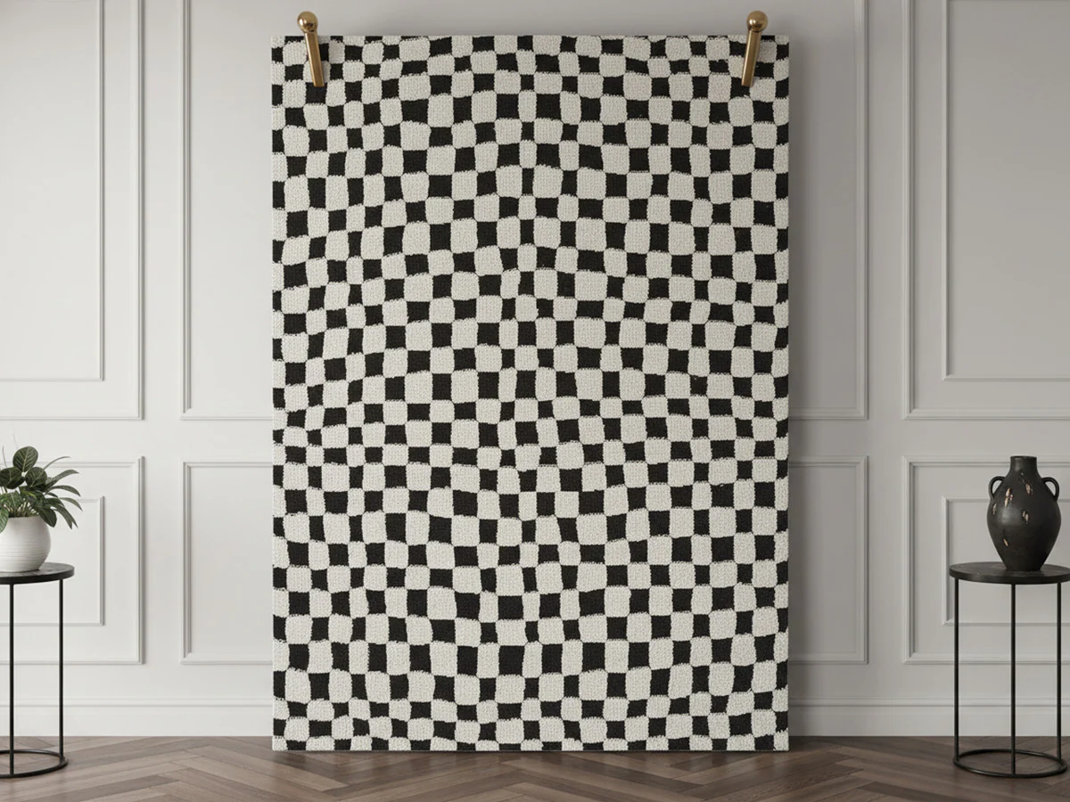 Tapis poils courts SULLY motifs damier - Image 2
