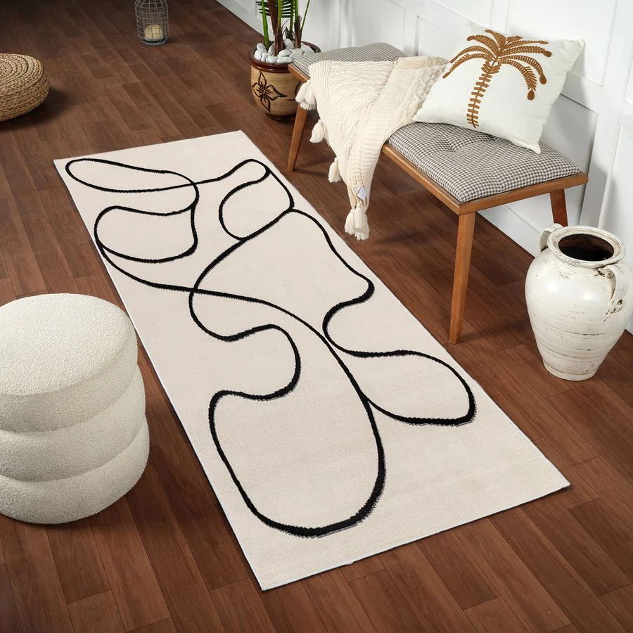Tapis de couloir poils ras EDITH motif abstrait - Image 2