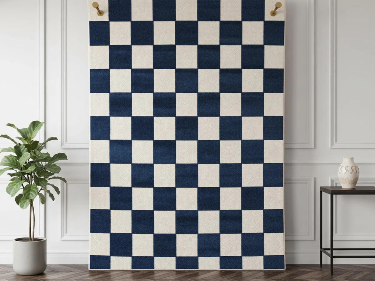 Tapis poils ras GAELLE motif damier - Image 6