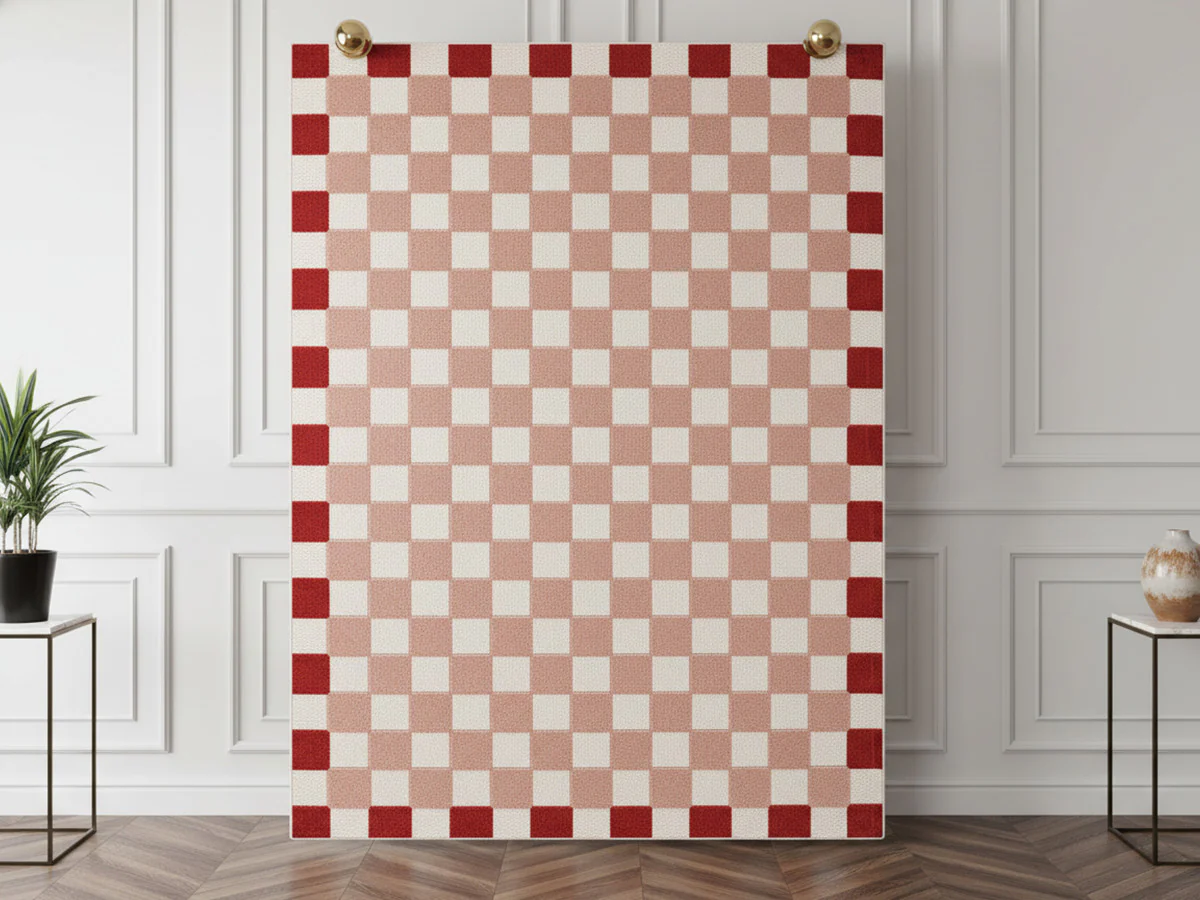 Tapis poils ras MYRLIE motif damier - Image 3