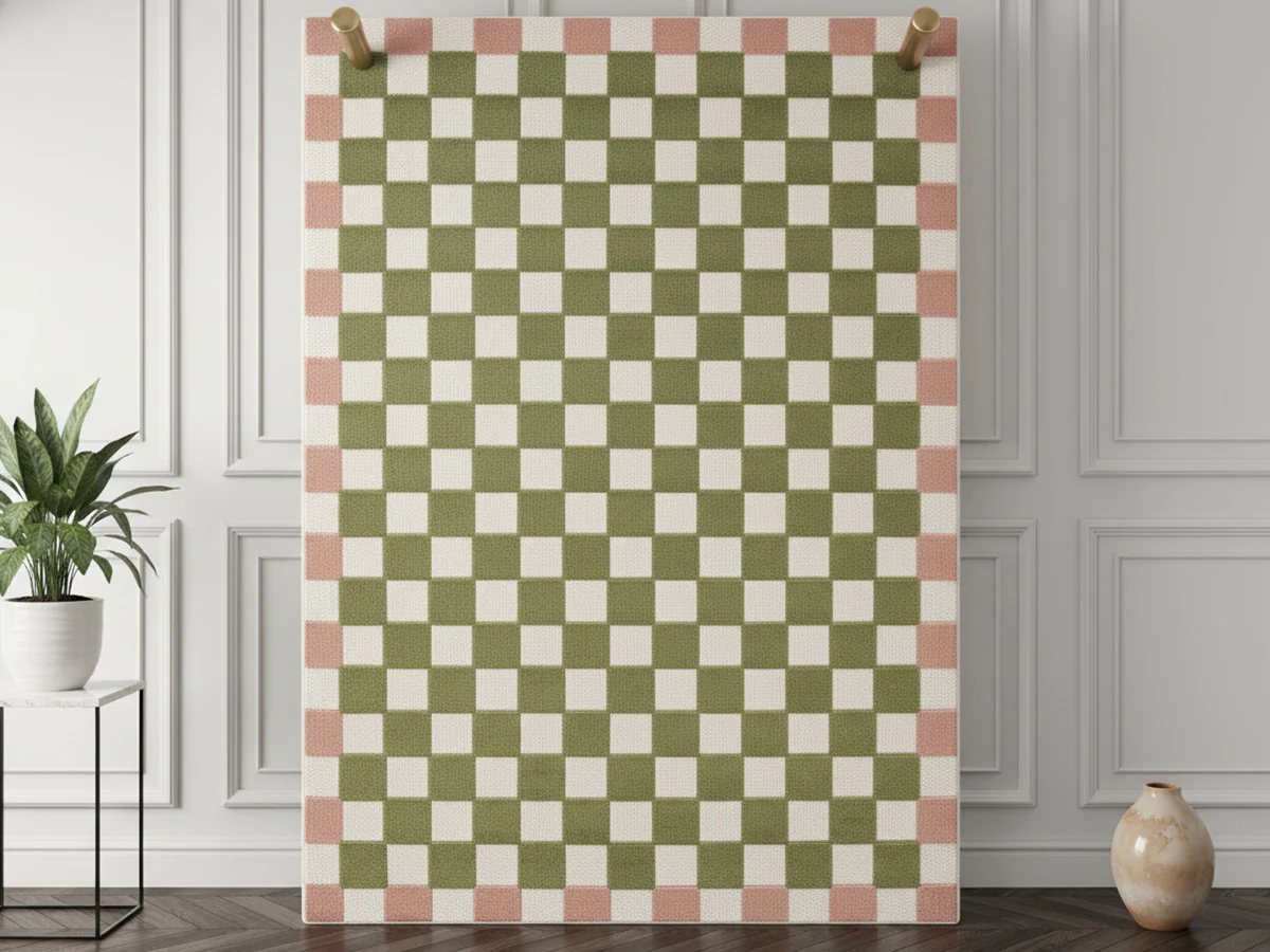 Tapis poils ras MYRLIE motif damier - Image 4