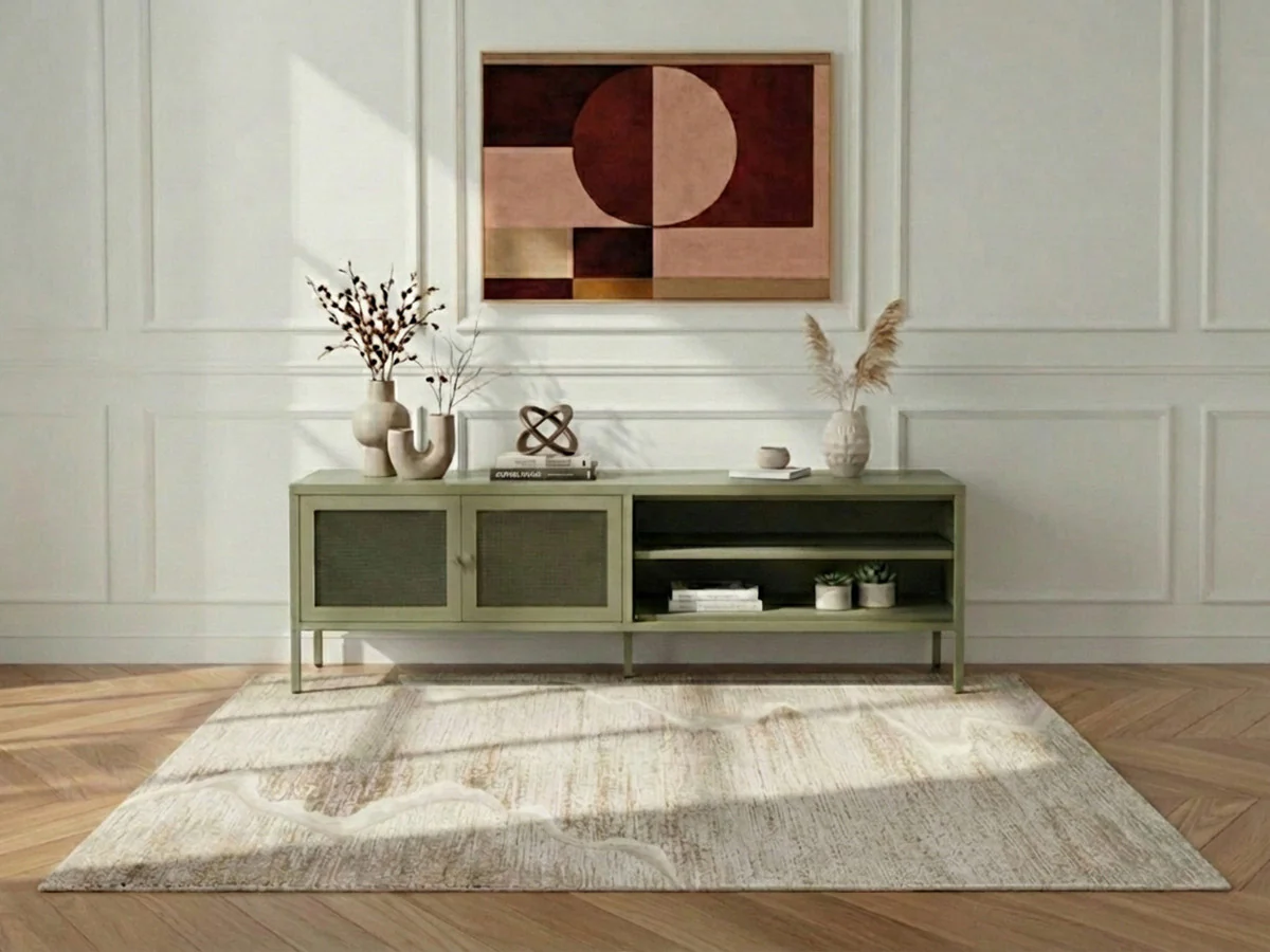 Meuble TV 2 portes 2 niches 160 cm CLARA métal édition limitée - Image 3