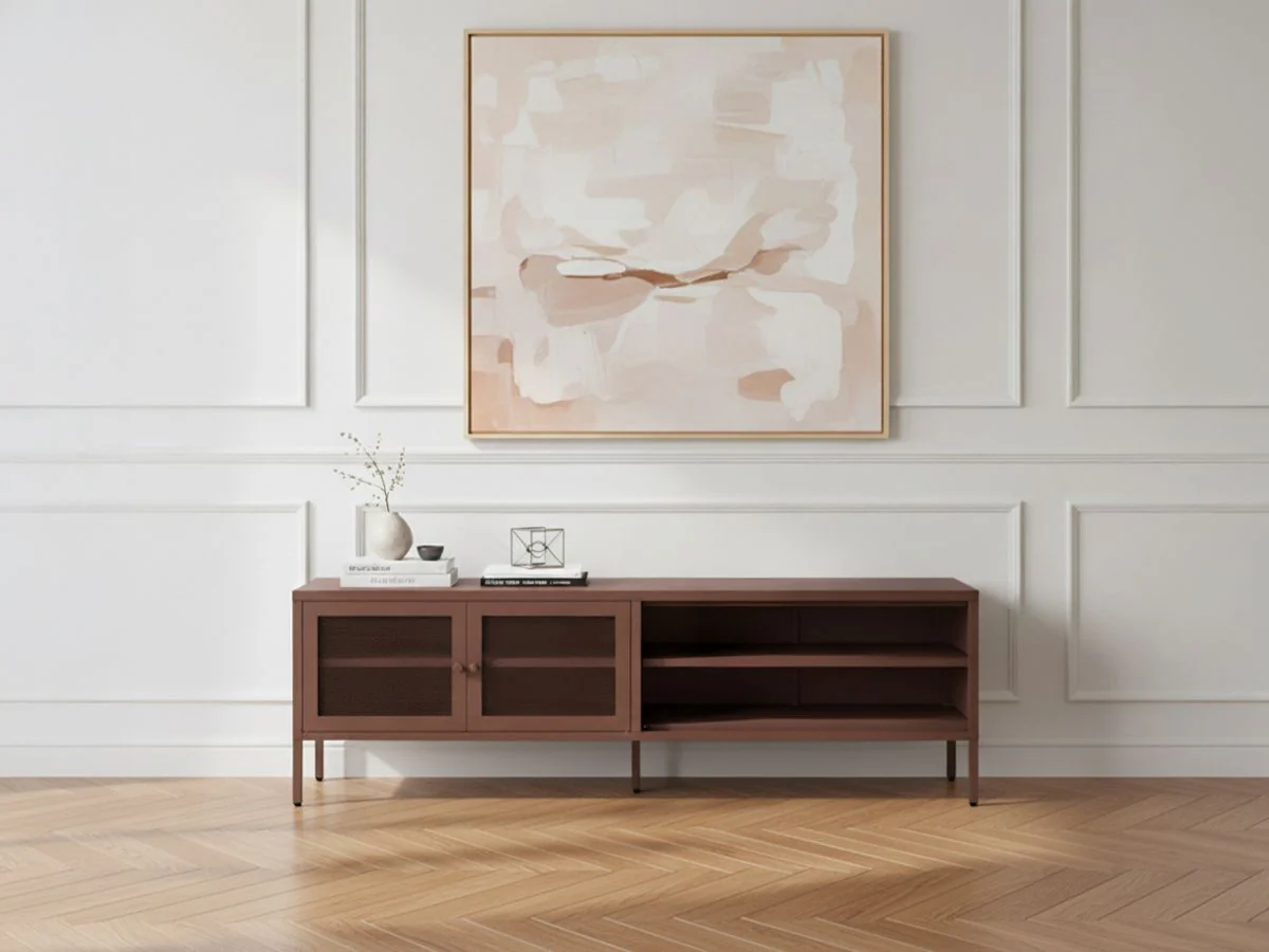 Meuble TV 2 portes 2 niches 160 cm CLARA métal édition limitée - Image 4