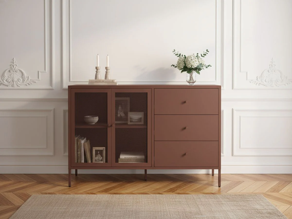 Buffet 2 portes 3 tiroirs 140 cm CLARA métal édition limitée - Image 2