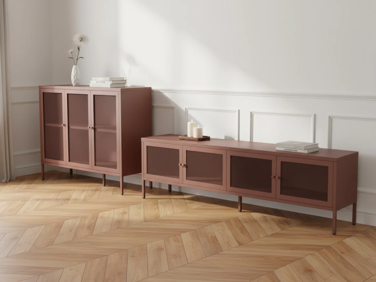 Meuble TV 4 portes 160 cm CLARA métal + Buffet 3 portes 120 cm CLARA métal édition limitée - Image 2