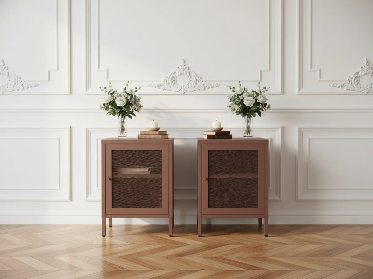Lot de 2 chevets 1 porte CLARA métal édition limitée