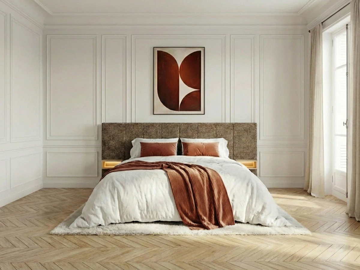 Lit coffre ALOE avec tête de lit capitonnée chevets et LED intégrées - Image 12