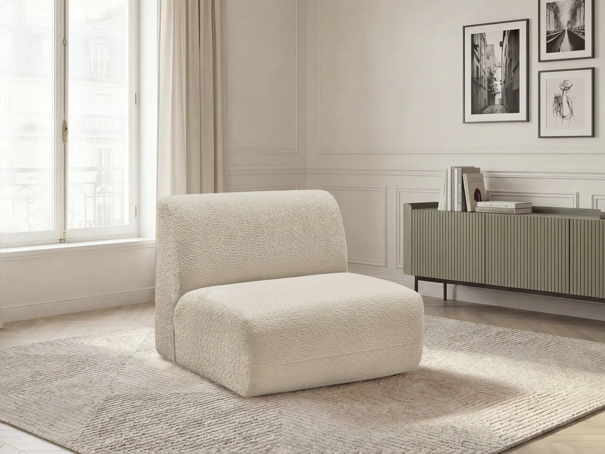 Chauffeuse 1 place sans accoudoir pour canapé modulable ANDA tissu chenille