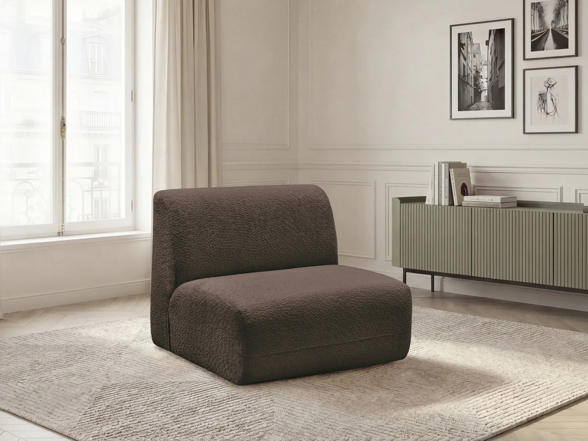 Chauffeuse 1 place sans accoudoir pour canapé modulable ANDA tissu chenille - Image 15
