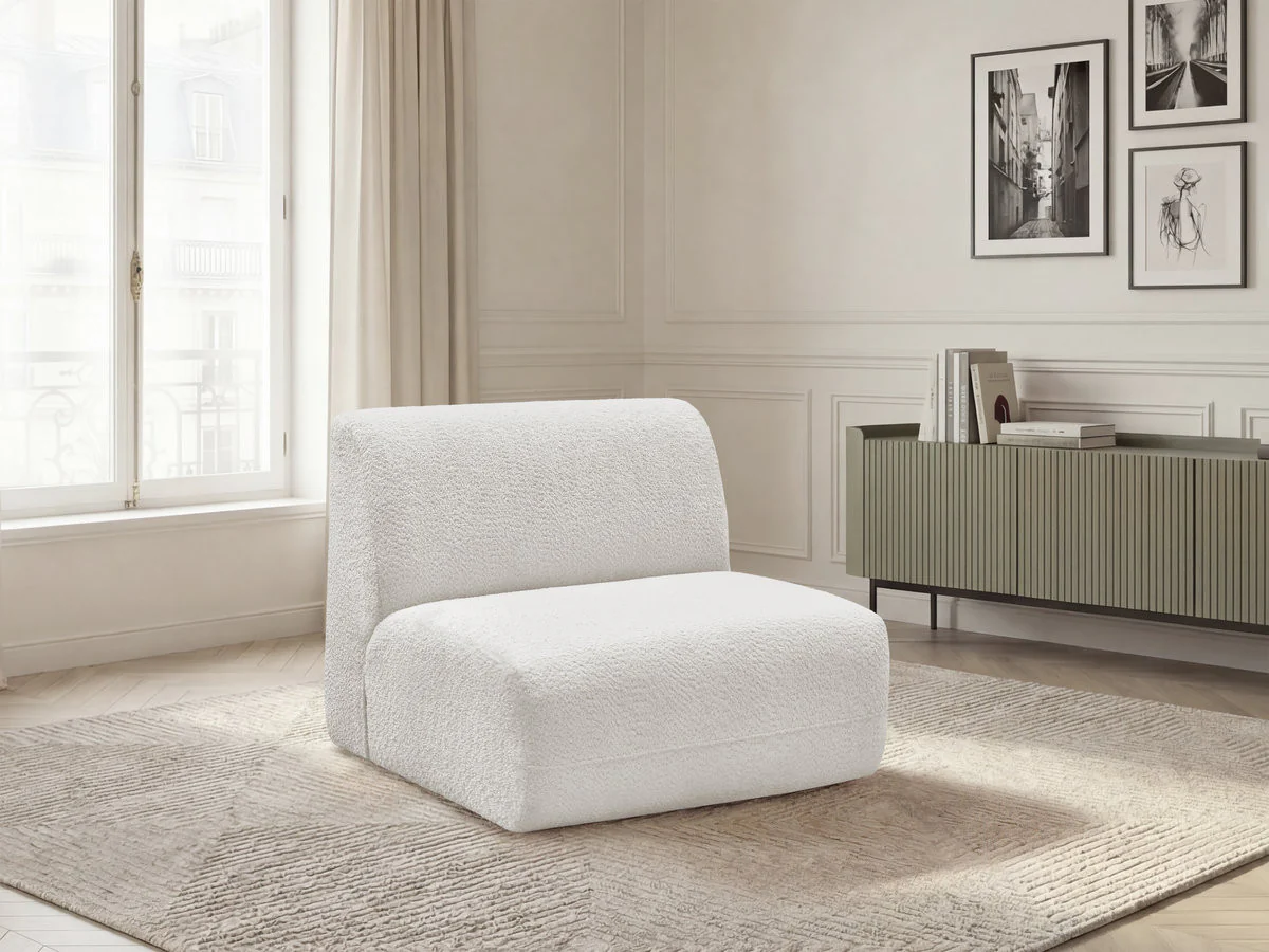 Chauffeuse 1 place sans accoudoir pour canapé modulable ANDA tissu chenille - Image 2