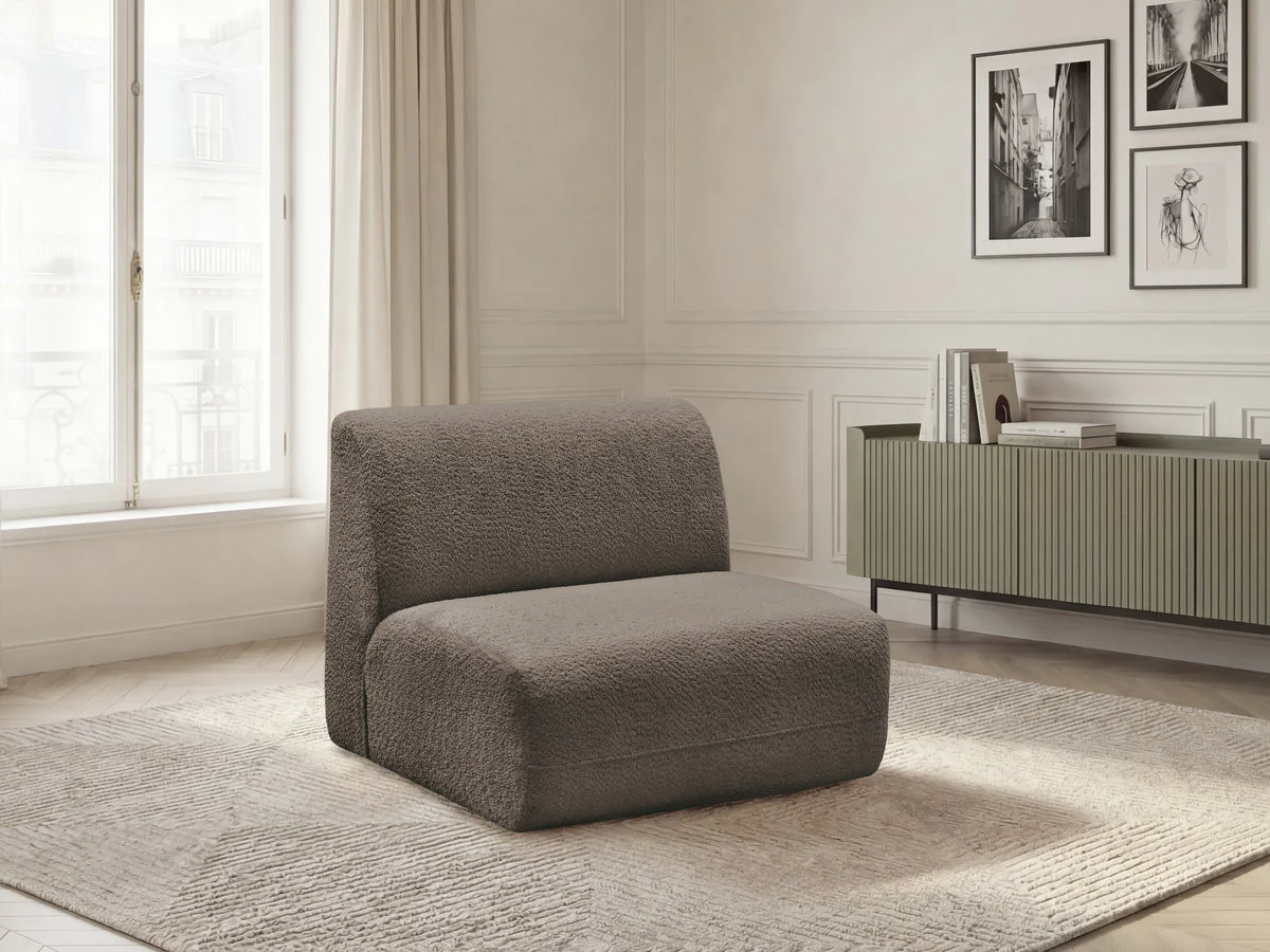 Chauffeuse 1 place sans accoudoir pour canapé modulable ANDA tissu chenille - Image 3