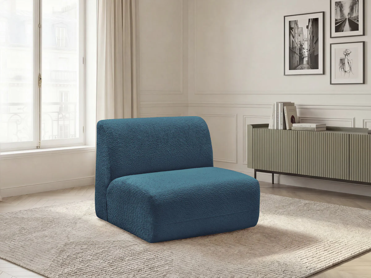 Chauffeuse 1 place sans accoudoir pour canapé modulable ANDA tissu chenille - Image 8