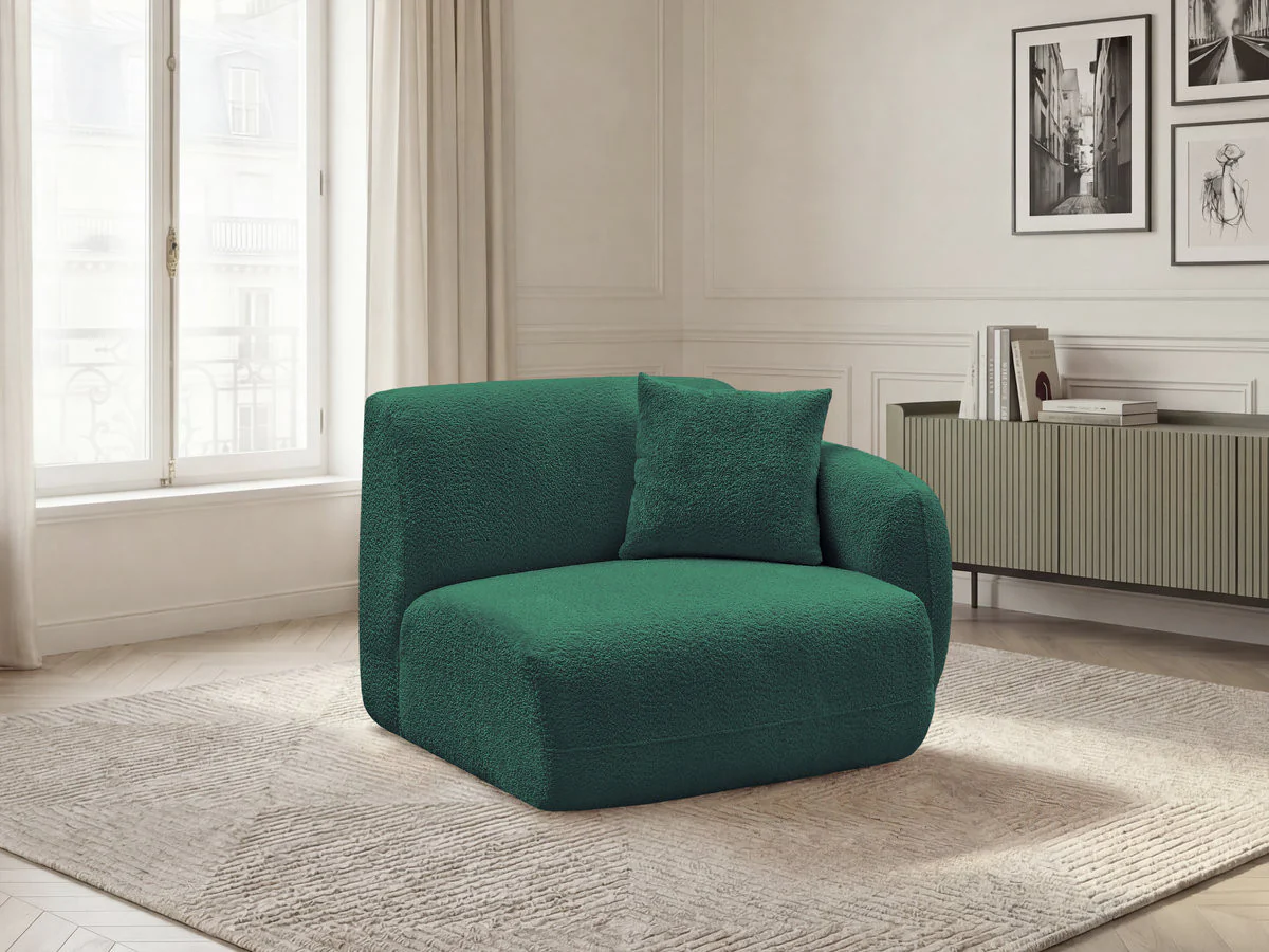 Chauffeuse 1 place avec accoudoir pour canapé modulable ANDA tissu chenille - Image 13