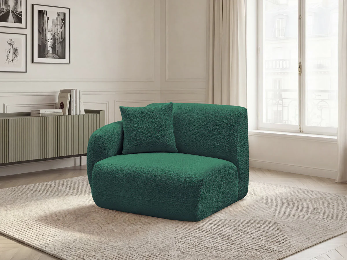 Chauffeuse 1 place avec accoudoir pour canapé modulable ANDA tissu chenille - Image 14