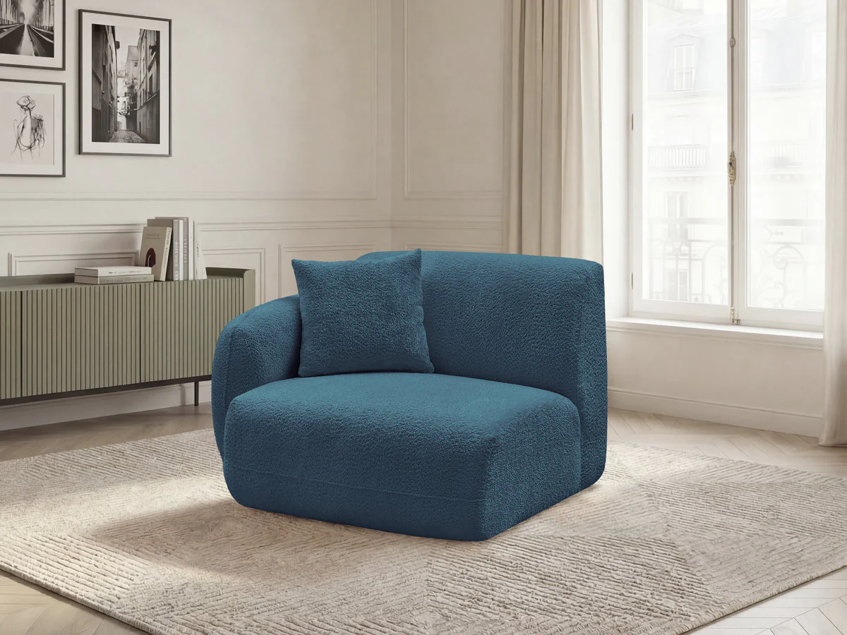 Chauffeuse 1 place avec accoudoir pour canapé modulable ANDA tissu chenille - Image 16