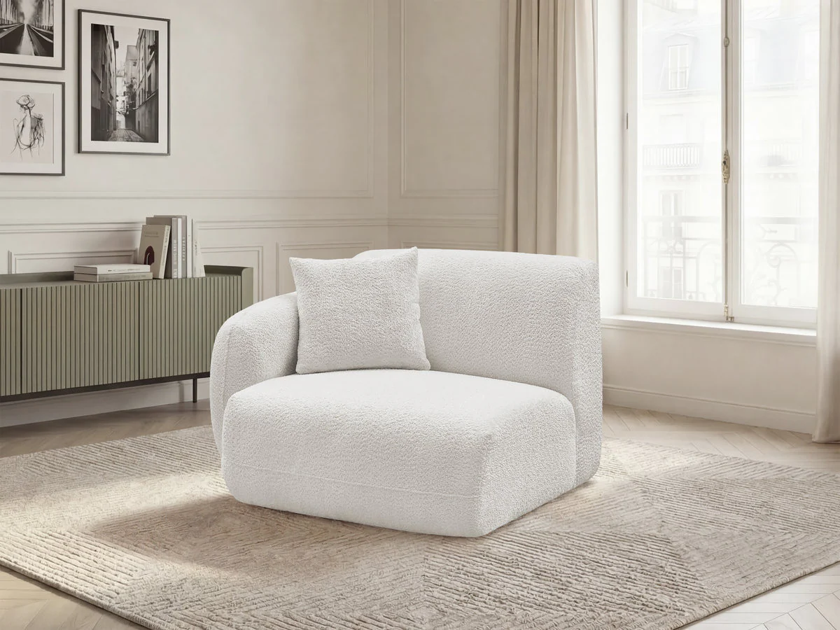 Chauffeuse 1 place avec accoudoir pour canapé modulable ANDA tissu chenille - Image 2
