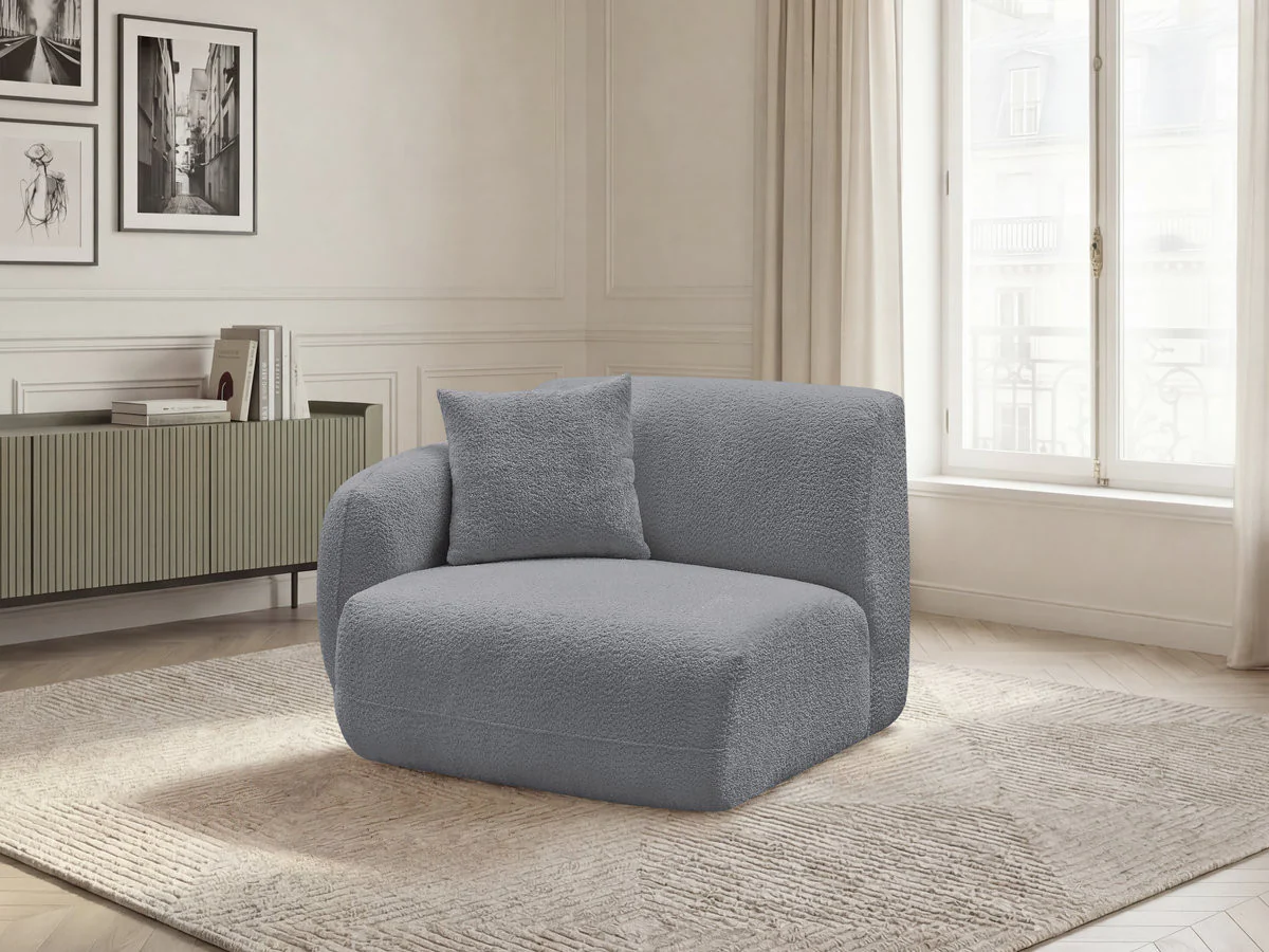 Chauffeuse 1 place avec accoudoir pour canapé modulable ANDA tissu chenille - Image 20