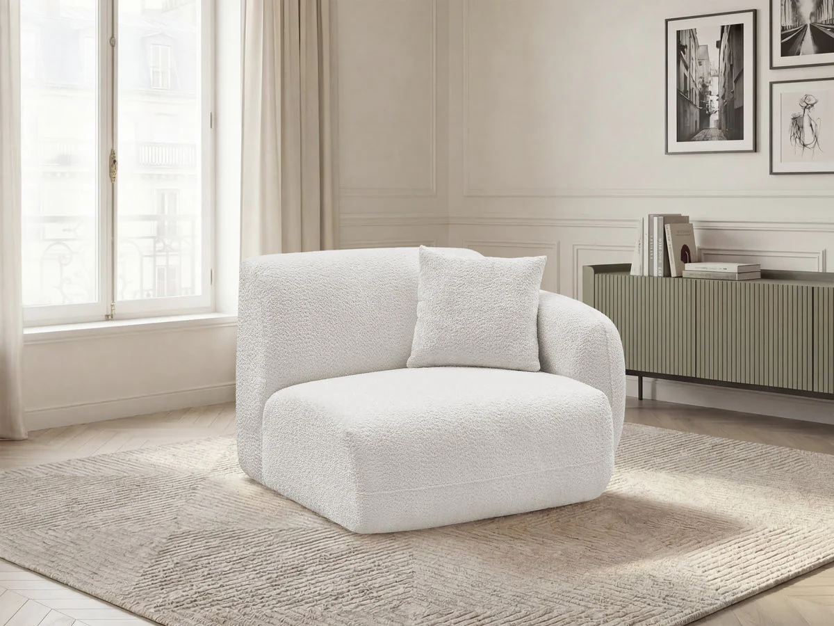 Chauffeuse 1 place avec accoudoir pour canapé modulable ANDA tissu chenille - Image 23