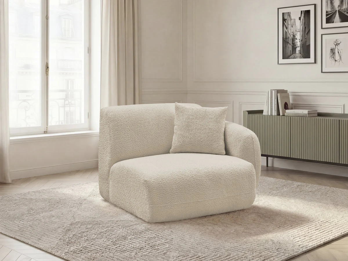 Chauffeuse 1 place avec accoudoir pour canapé modulable ANDA tissu chenille - Image 25
