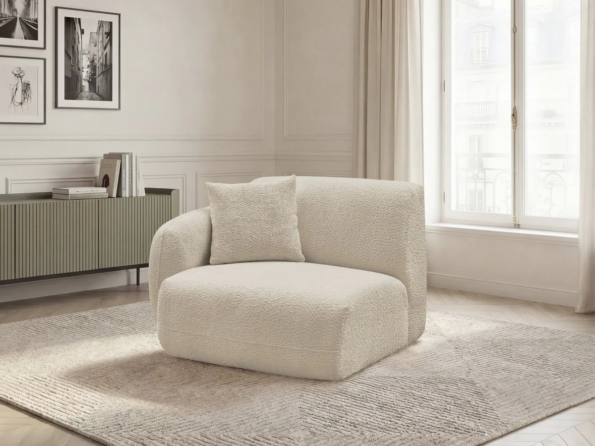 Chauffeuse 1 place avec accoudoir pour canapé modulable ANDA tissu chenille - Image 4