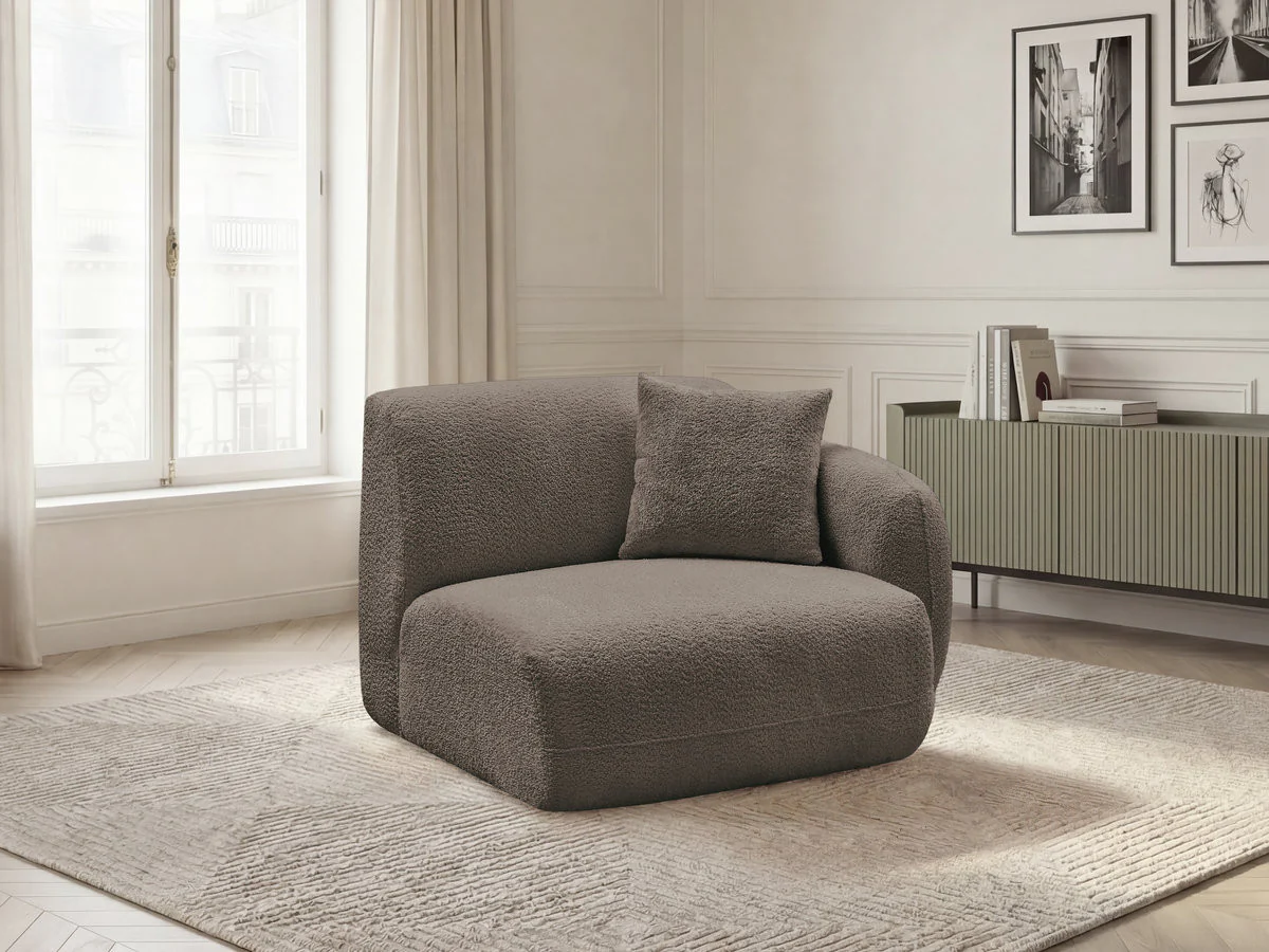Chauffeuse 1 place avec accoudoir pour canapé modulable ANDA tissu chenille - Image 5
