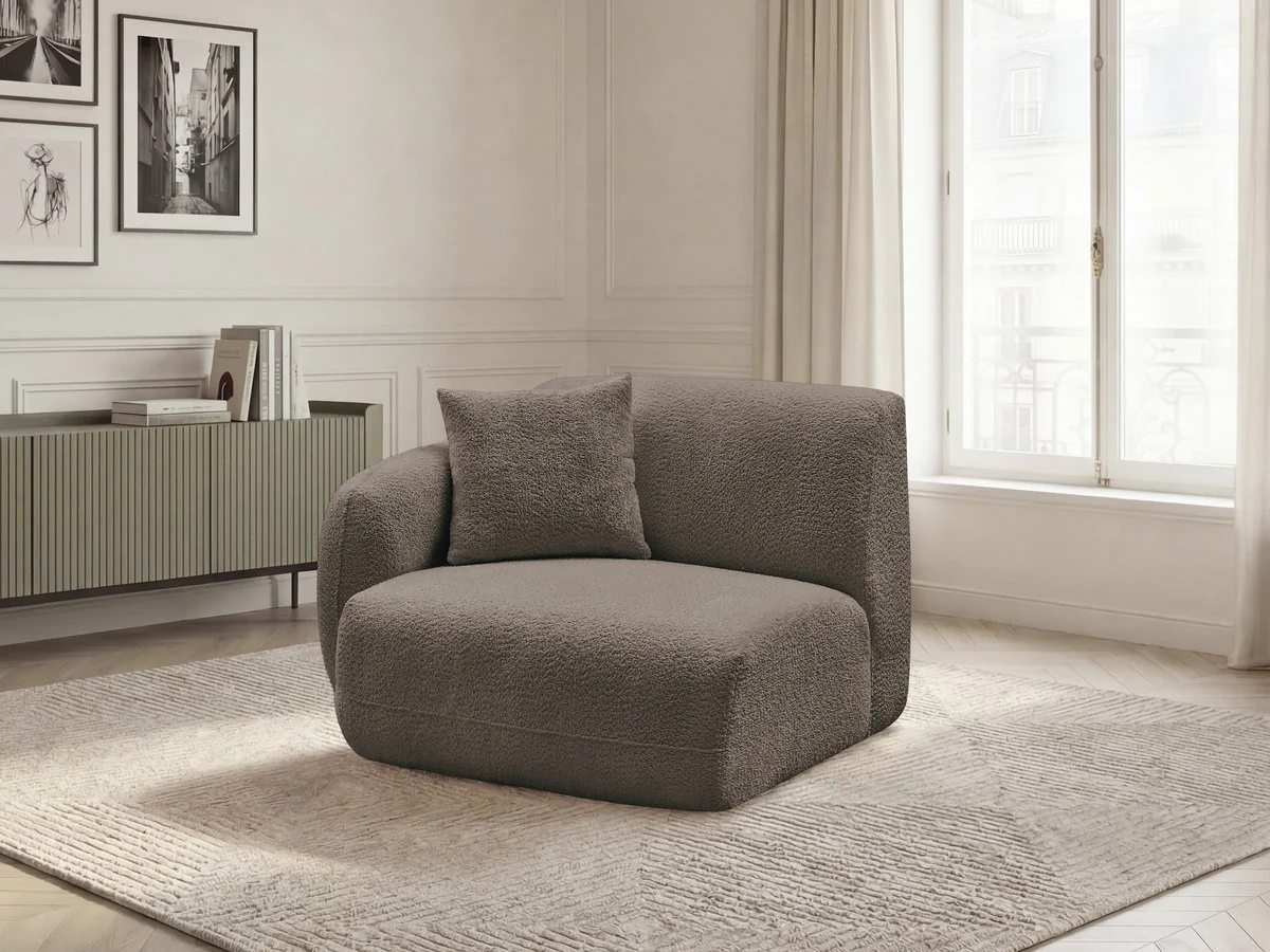 Chauffeuse 1 place avec accoudoir pour canapé modulable ANDA tissu chenille - Image 6