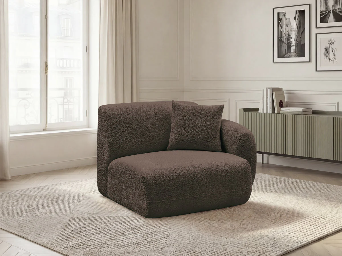 Chauffeuse 1 place avec accoudoir pour canapé modulable ANDA tissu chenille - Image 7