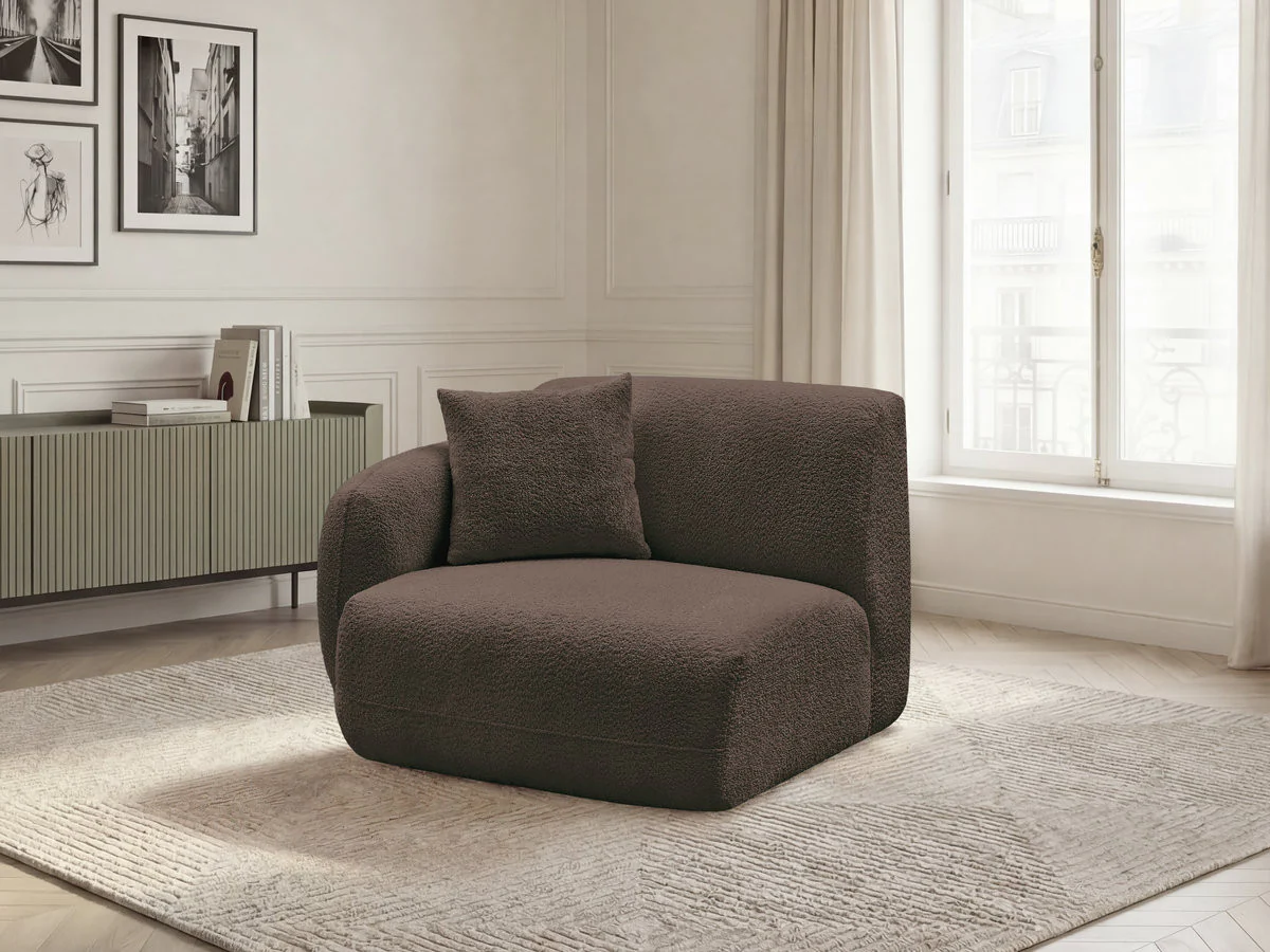 Chauffeuse 1 place avec accoudoir pour canapé modulable ANDA tissu chenille - Image 8
