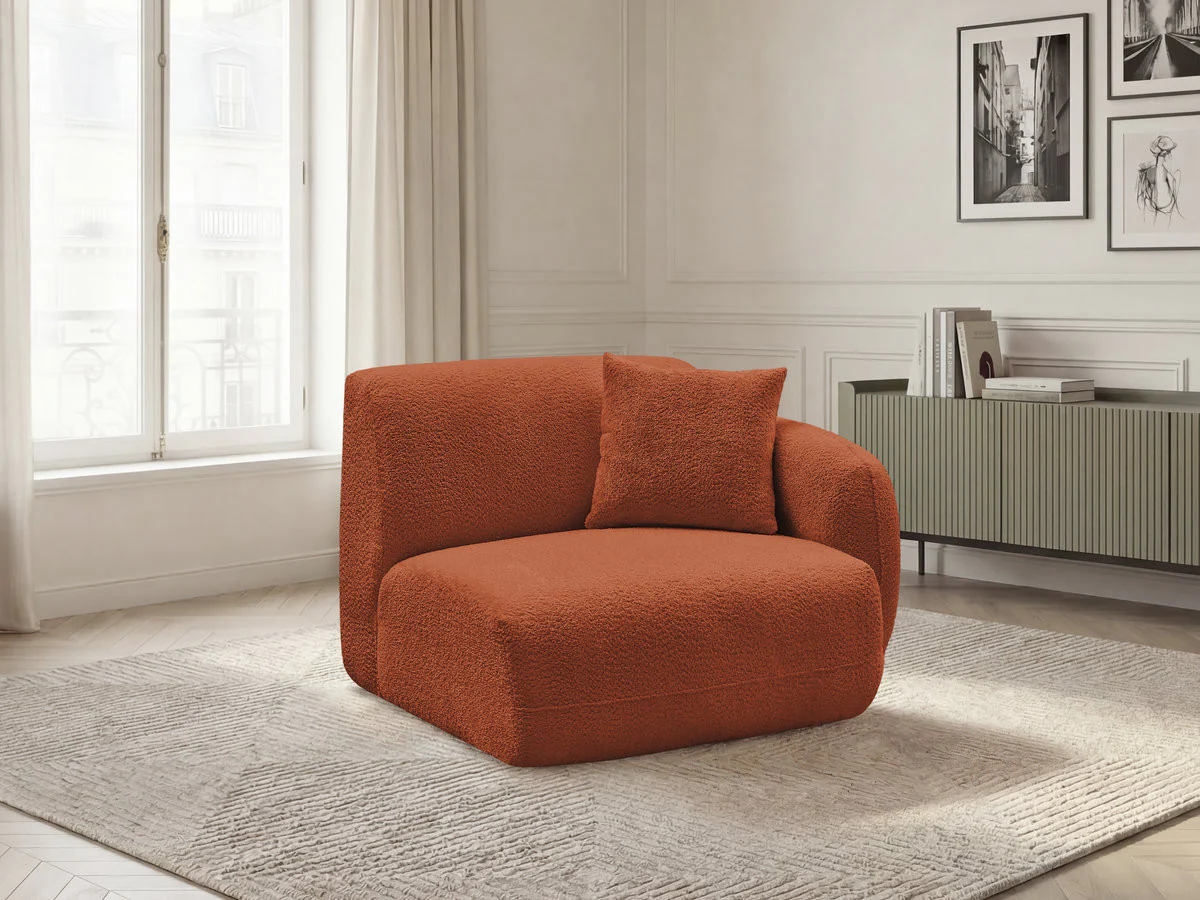 Chauffeuse 1 place avec accoudoir pour canapé modulable ANDA tissu chenille - Image 9