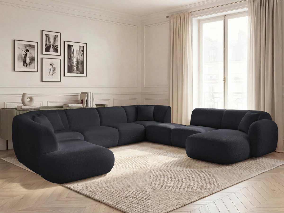 Canapé panoramique fixe modulable ANDA avec 3 chauffeuses, 1 méridienne, 2 angles et 1 pouf - Image 22