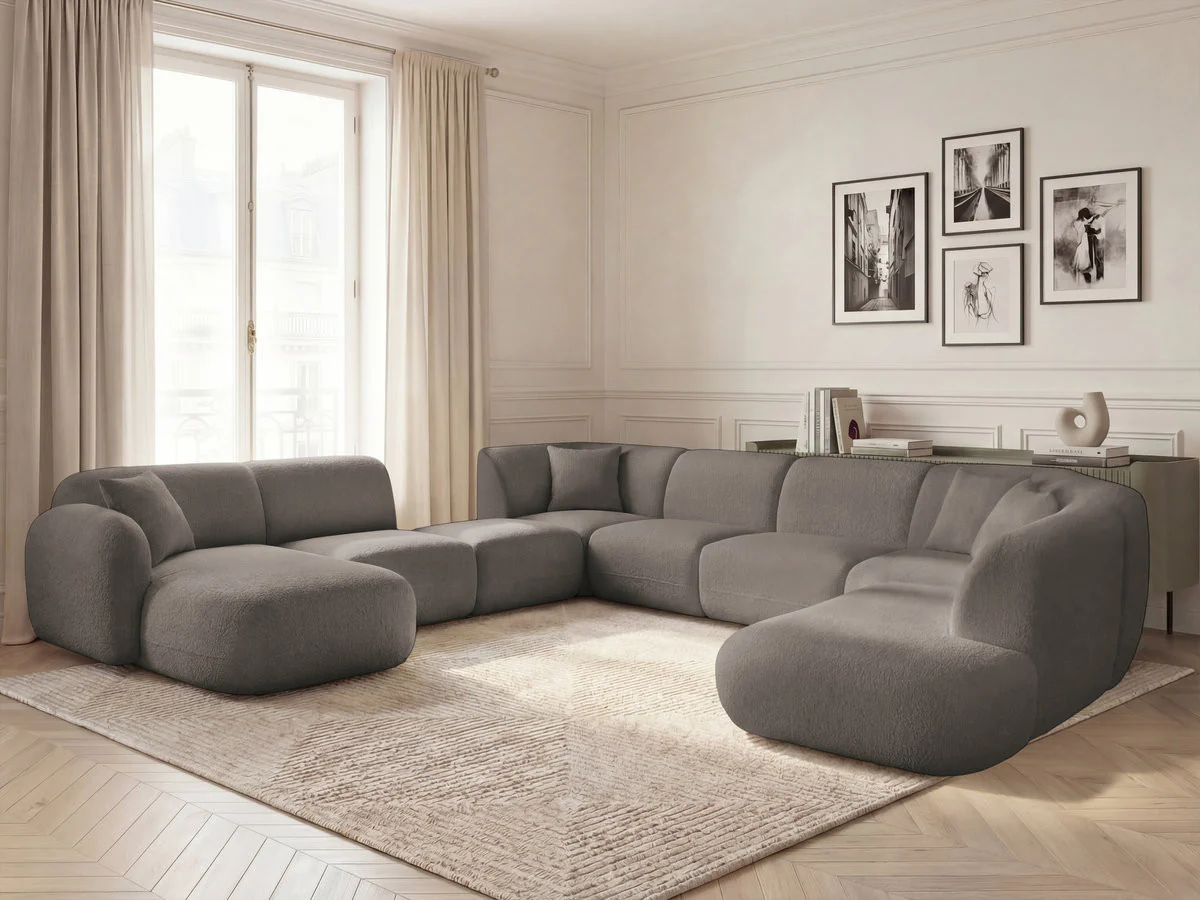 Canapé panoramique fixe modulable ANDA avec 3 chauffeuses, 1 méridienne, 2 angles et 1 pouf - Image 27