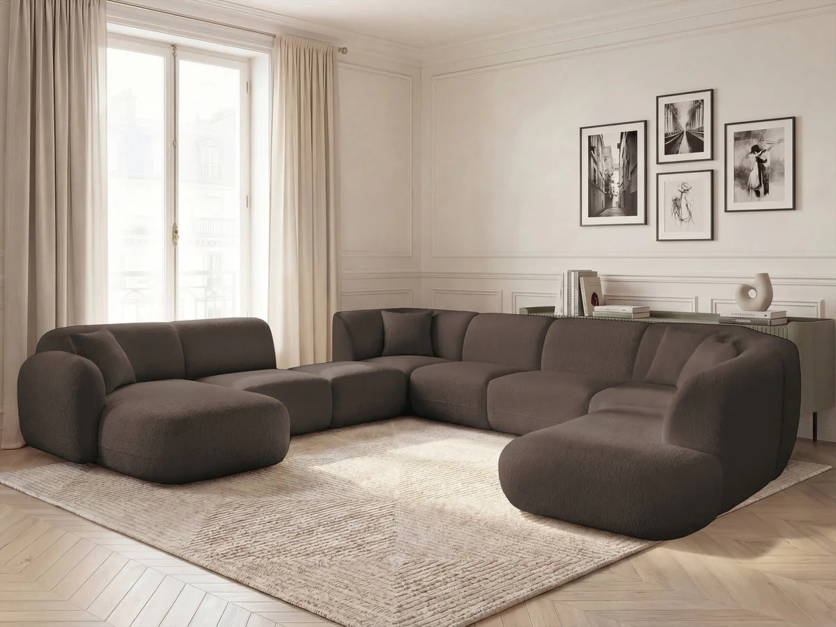 Canapé panoramique fixe modulable ANDA avec 3 chauffeuses, 1 méridienne, 2 angles et 1 pouf - Image 29