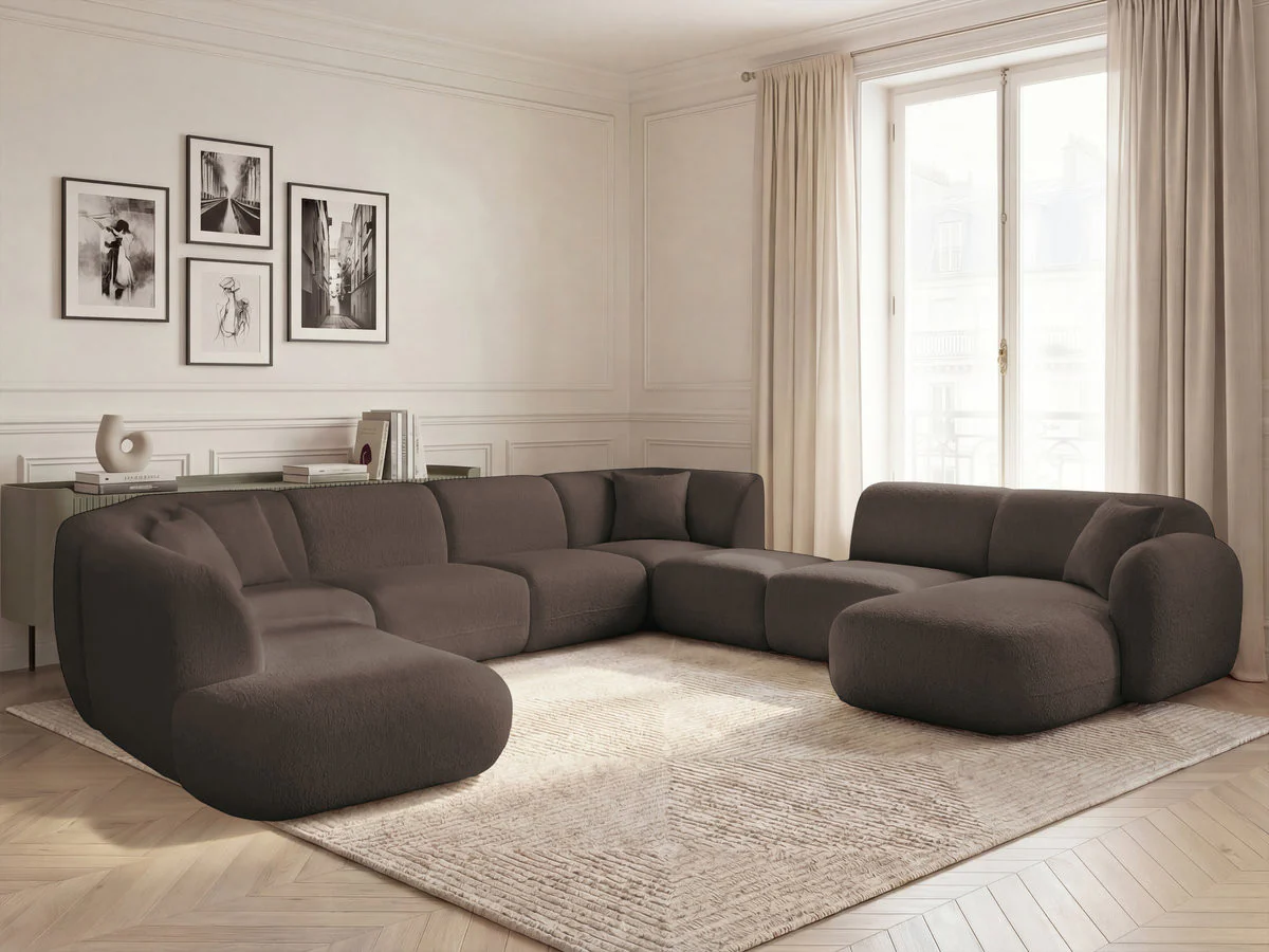 Canapé panoramique fixe modulable ANDA avec 3 chauffeuses, 1 méridienne, 2 angles et 1 pouf - Image 30