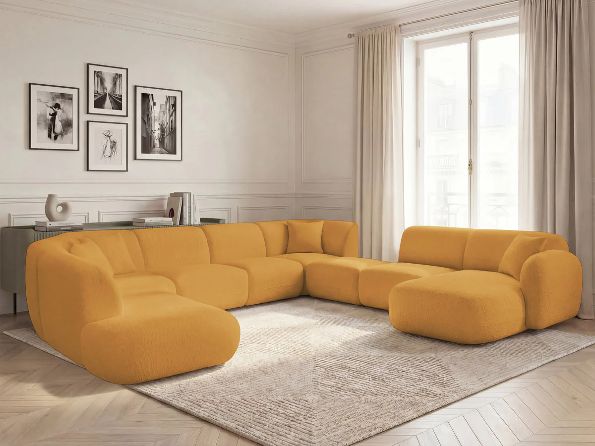 Canapé panoramique fixe modulable ANDA avec 3 chauffeuses, 1 méridienne, 2 angles et 1 pouf - Image 34