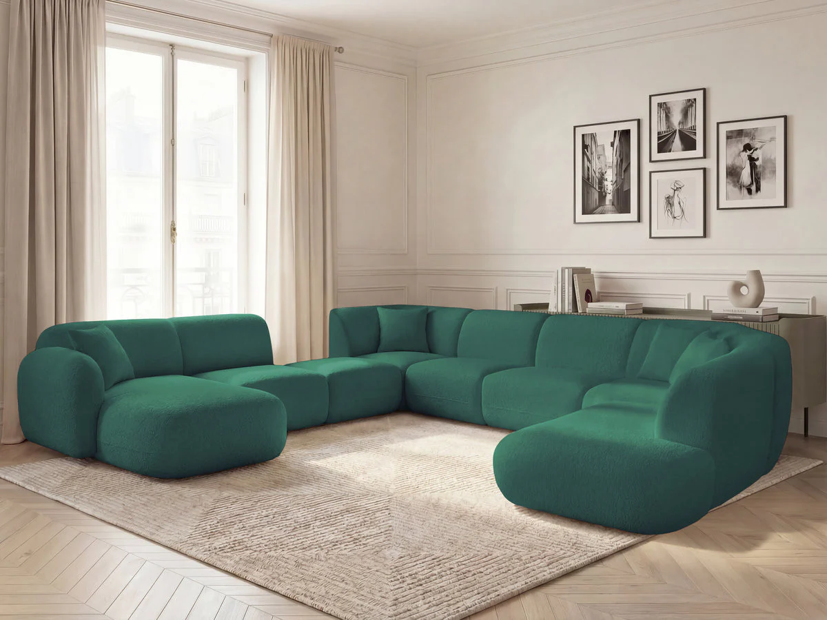 Canapé panoramique fixe modulable ANDA avec 3 chauffeuses, 1 méridienne, 2 angles et 1 pouf - Image 35