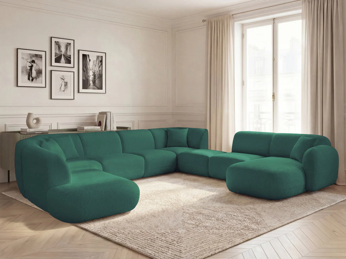 Canapé panoramique fixe modulable ANDA avec 3 chauffeuses, 1 méridienne, 2 angles et 1 pouf - Image 36
