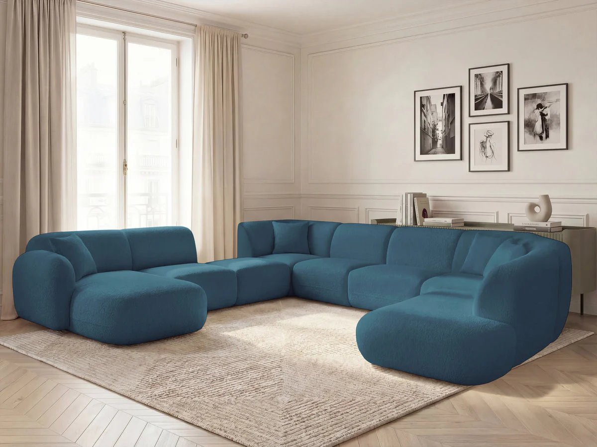 Canapé panoramique fixe modulable ANDA avec 3 chauffeuses, 1 méridienne, 2 angles et 1 pouf - Image 37