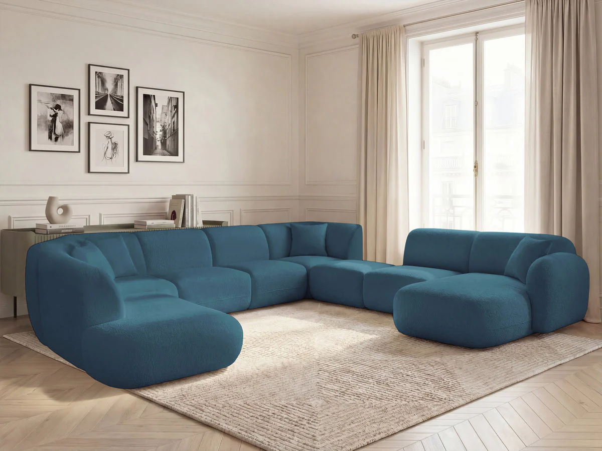 Canapé panoramique fixe modulable ANDA avec 3 chauffeuses, 1 méridienne, 2 angles et 1 pouf - Image 38