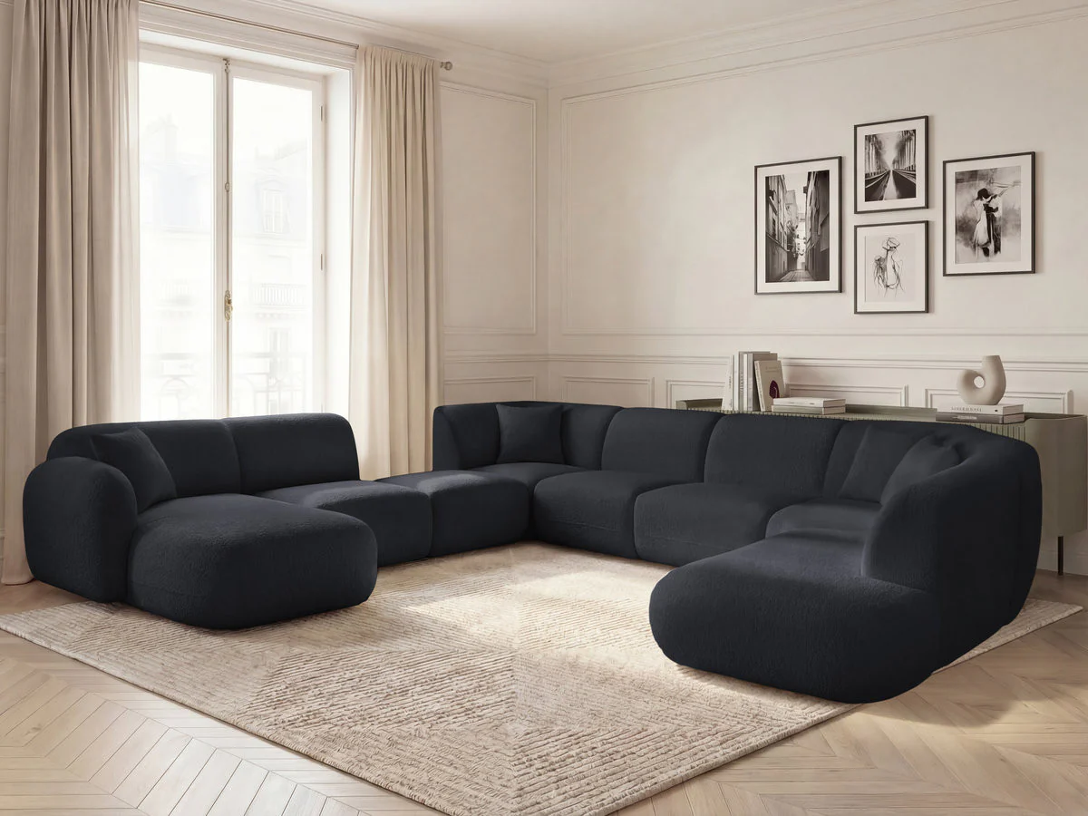 Canapé panoramique fixe modulable ANDA avec 3 chauffeuses, 1 méridienne, 2 angles et 1 pouf - Image 43
