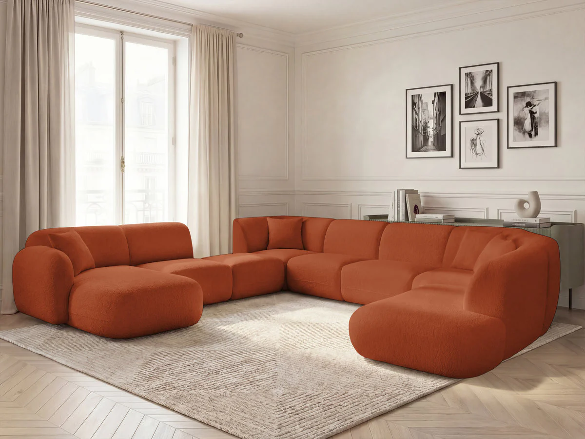 Canapé panoramique fixe modulable ANDA avec 3 chauffeuses, 1 méridienne, 2 angles et 1 pouf - Image 9