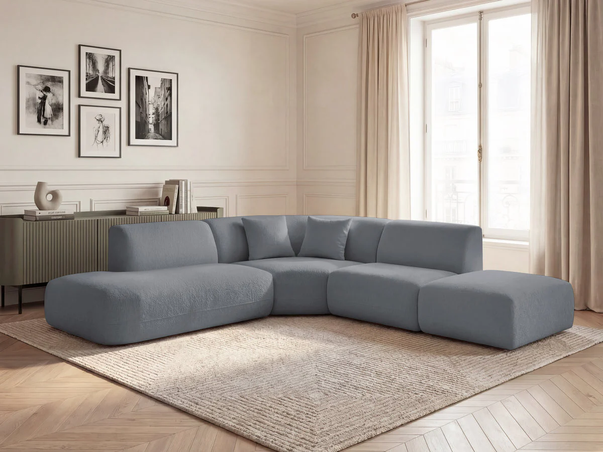 Canapé d'angle L fixe modulable ANDA tissu chenille - Image 19