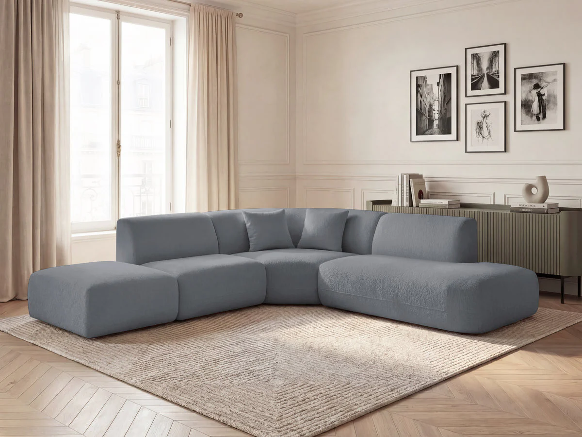 Canapé d'angle L fixe modulable ANDA tissu chenille - Image 20