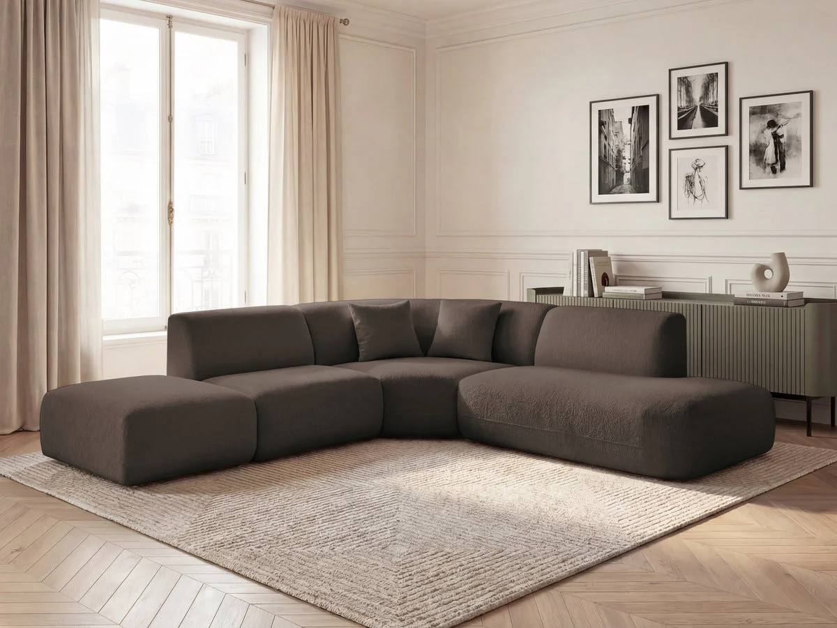 Canapé d'angle L fixe modulable ANDA tissu chenille - Image 31